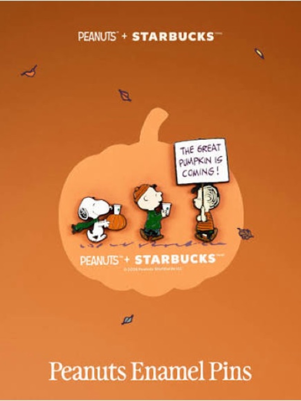 NWT Starbucks x Peanuts Great Pumpkin Snoopy Enamel Pin Set 2026 NWT